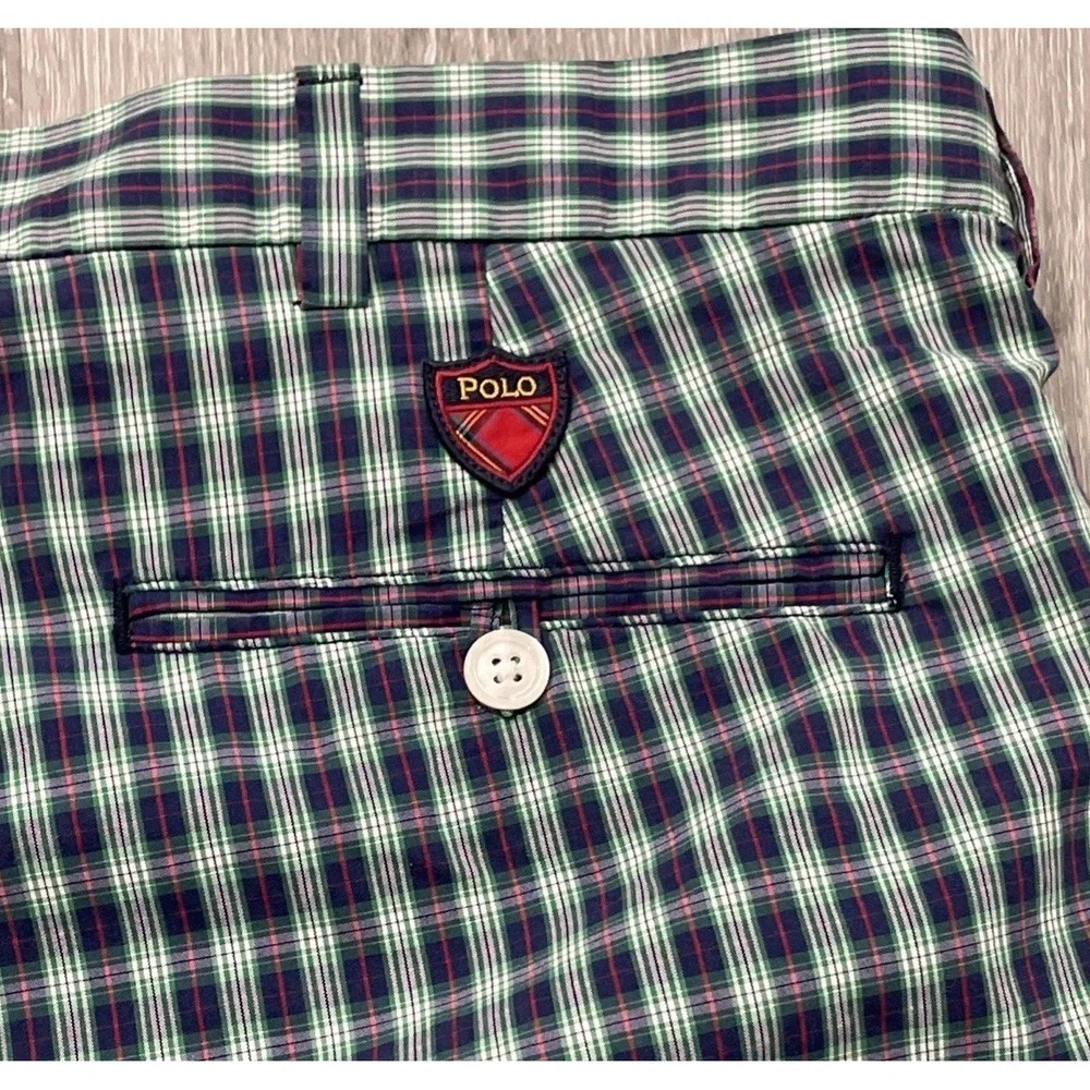 POLO GOLF Ralph Lauren Shorts Red Blue Green Plaid Preppy‎ Crest Men's Size 40